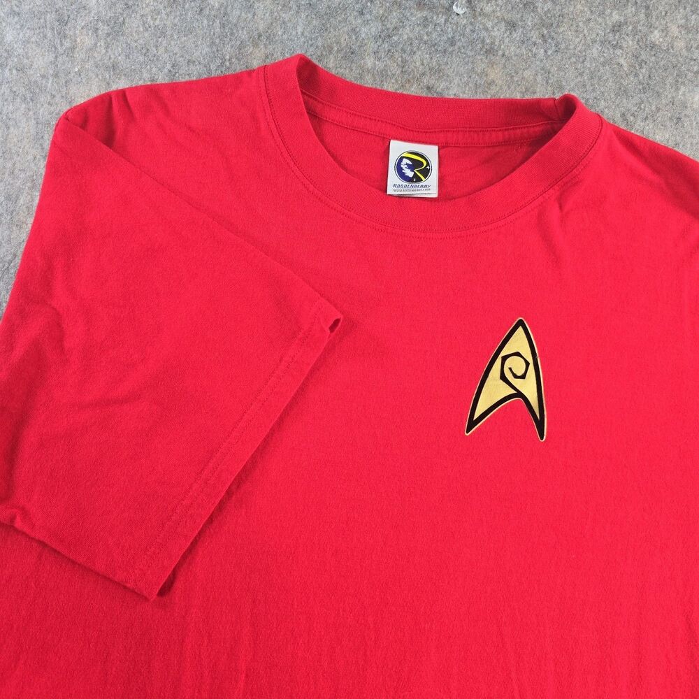 Roddenberry Star Trek T-Shirt Mens XXL Combadge Red Shirt Enterprise *Runs Small